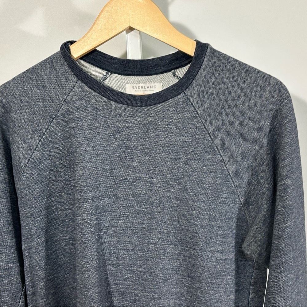 Everlane The Track Crew Sweatshirt | Heather Navy | Size S - Picture 4 of 5